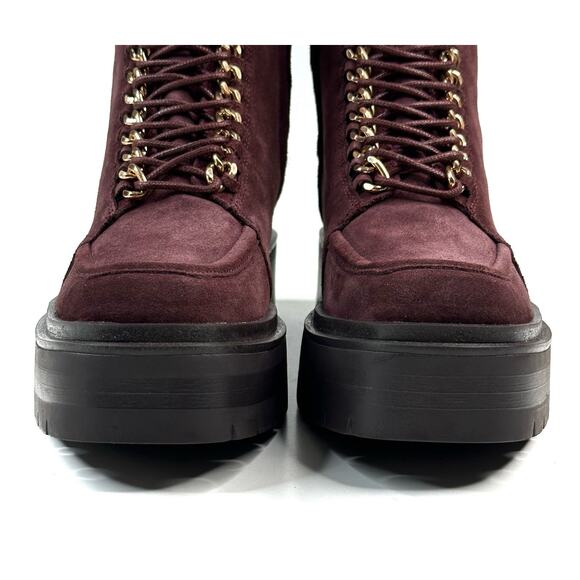 Sam Edelman Lovrin Platform Combat Boots Spiced Pecan Suede Women's 7M Zip New - Picture 3 of 11